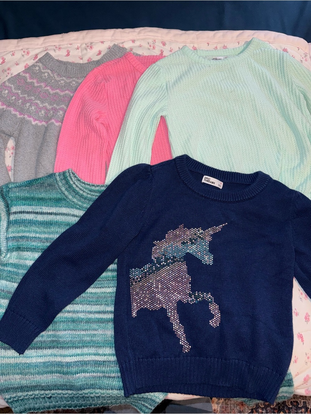 Navy Unicorn Sequin Sweater - Girls bundle All size 6T
